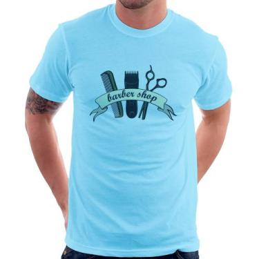 Imagem de Camiseta Salão Masculino Barber Shop - Foca na Moda, Azul bebê, M