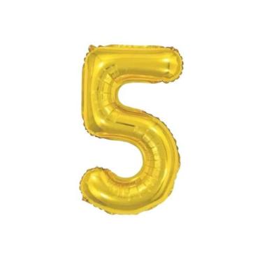Imagem de Bexiga Balão Metalizado 30 Polegadas 75cm Dourado Número 5 - Warna