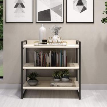 Imagem de Estante Ferro E Madeira 3 Prateleiras Para Livros E Bebidas - Metal de