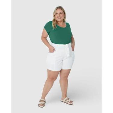 Imagem de Blusa Manga Curta Feminina Plus Size Malwee Ref. 87841, Verde 2218, G5