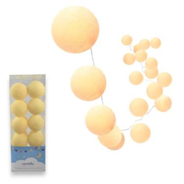 Imagem de Cordão de Bolinhas Variados Tamanhos e Cores, Branco, Rosa, Azul, Verde, Amarelo, Para Festa e Quarto Infantil, Luminária LED Bivolt Pilha, 10, 20 e 35 Luzes (Amarelo, 35 Bolas (4.2m))