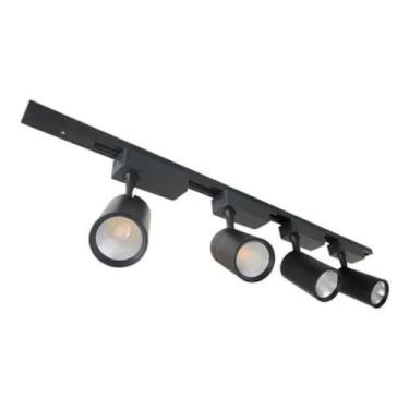 Imagem de Kit Trilho Eletrificado 1 Metro + 4 Spots 7W 3000K Preto Bivolt