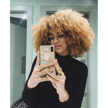 Imagem de RunM hair Runm Short Curly Afro Wig Com Franja Para Mulheres Negras Kinky Curly Hair Wig Afro Synthetic Full Wigs (Ombre Blonde)