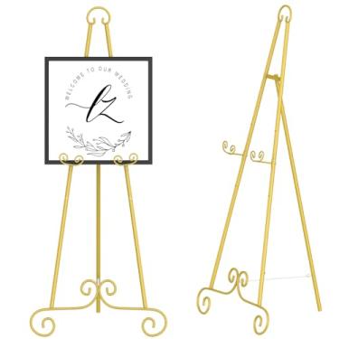 Imagem de Nandae Cavalete De Exposição De Rolagem De Metal De 46" De Altura, Cavalete Decorativo Grande Ajustável De Chão Com Suporte De Corrente, Perfeito Para Exibir Fotos, Obras De Arte, Porta-Retratos, Pl