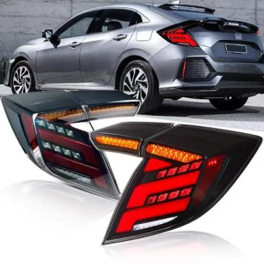 Imagem de Archaic Luzes traseiras de LED compatíveis com o 10º Honda Civic Type R Hatchback 2016-2020, com seta sequencial, DRL de animação, par