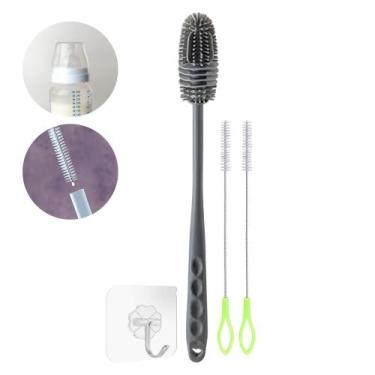 Imagem de Escova para Lavar Mamadeira e Garrafa, 2 Escovas para Limpar Canudos, 