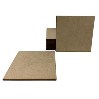 Imagem de Kit Com 100 Bolachas 6 cm Quadrado Placa Chapa MDF 3mm - BelaThor