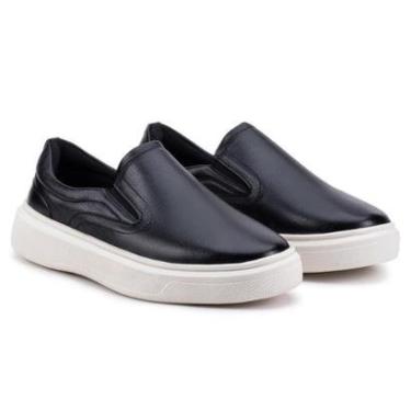Imagem de Tênis Slip On Iate Estilo Shoes Masculino Couro Confortável Calce Fácil-Masculino