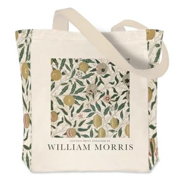 Imagem de Crocothemis Sacola de lona estética vintage, reutilizável, personalizada, bolsa de compras de ombro, William Morris 09, Large