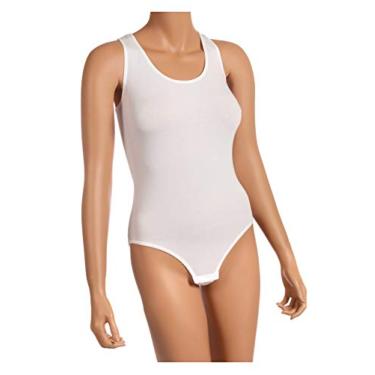 Imagem de NBB Body feminino básico, liso, sem mangas, gola baixa, algodão, lingerie, Branco, P