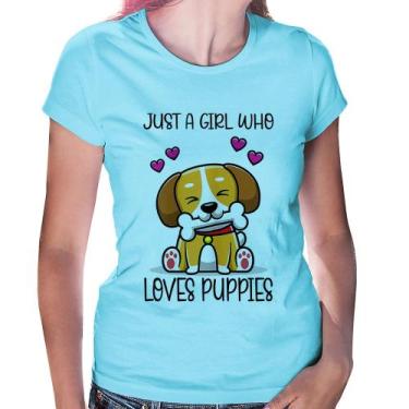 Imagem de Baby Look Just A Girl Who Loves Puppies - Foca na Moda, Azul bebê, P