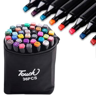 Imagem de 120 ou 36 Canetinha Ponta Dupla para Colorir Kit Estojo de Canetas Escolar Marcador Coloridas Permanente Duas Pontas (36 Cores)