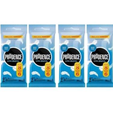 Imagem de 4 pacotes Camisinha Preservativo Prudence Ultra Sensível mais fino Lev
