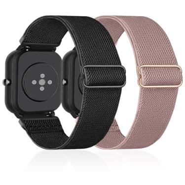 Imagem de Lzwldan Pacote com 4 pulseiras de relógio de nylon elástico compatíveis com Amazfit GTS/GTS 2/GTS 2 mini/GTS 2e/GTS 3/GTS 4/GTS 4 mini, pulseiras macias de 20 mm para relógio Amazfit Bip/Bip U Pro/Bip