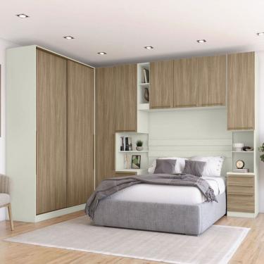 Imagem de Guarda-Roupa Casal Modulado Seletto 8 Portas 9 Gavetas Me29 Areia/Jequitibá - Henn