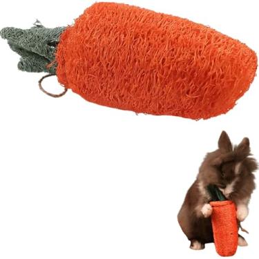 Imagem de Brinquedos de cenoura bucha de coelho, brinquedos de mastigação de coelho, coelho, hamster, brinquedos de mastigar saúde dentária, grama, madeira, bola, bucha, cenoura, brinquedos para chinchilas