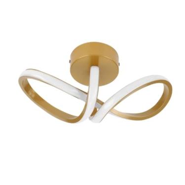 Imagem de Luminária De Teto Plafon Abstrato Curvo Led Moderna para Corredor Sala Quarto Cozinha (D07 Dourado (29CMx10CMx12CM))