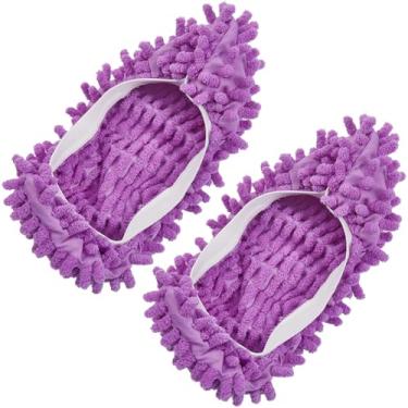 Imagem de CREATCABIN 2 peças de esfregão chinelos capa de sapatos espanador de poeira reutilizável microfibra espanador esfregões laváveis meias de pé limpadores de cabelo limpeza de chão capa de sapatos para