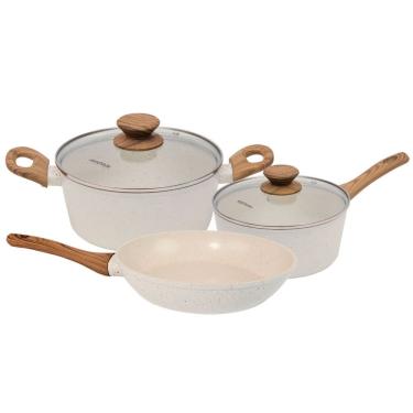Imagem de Jogo de Panelas Indução Revestimento Cerâmica Style Cook Mármol 3 Peças - Mimo Style
