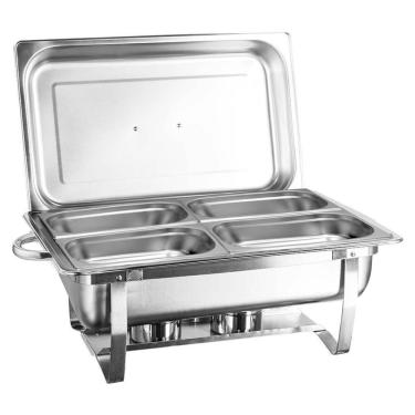 Imagem de Rechaud Ret Inox 13 L 4 Cubas gn 1/4x100mm e Tampa Removível