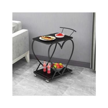 Imagem de Carrinho de Armazenamento Carrinho de bar moderno, mini bar móvel de 2 camadas, carrinho de serviço de cozinha e estação de café para cozinha, sala de jantar, 34,3 polegadas Carrinho de Armazenamento(