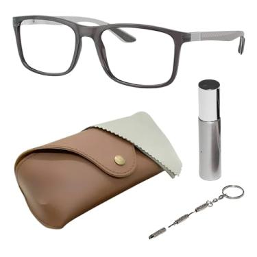 Imagem de Ray-Ban RB8908 Conjunto de óculos de formato quadrado com kit de óculos - Óculos com ajuste de ponte alta - Armação feminina de designer com lentes transparentes, Armação cinza transparente | Lente