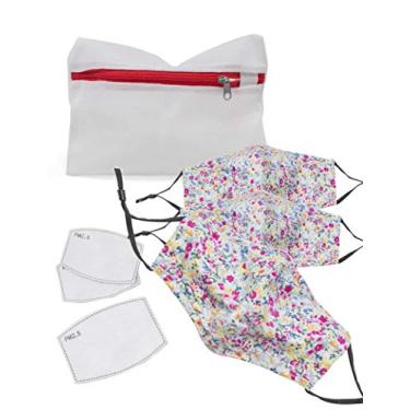 Imagem de Mundi Conjunto de máscaras faciais unissex infantil Mommy and Me Daddy Me com bolsa de malha lavável e polaina, Mommy Me (estampa floral), tamanho único EUA