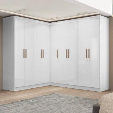 Imagem de Guarda-roupa Modulado de Canto 9 Portas e 4 Gavetas Paris Branco