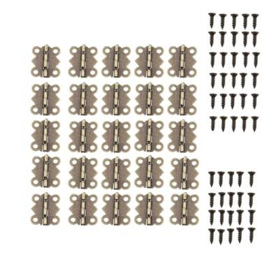 Imagem de ZHYOHEN 30 peças de dobradiças borboleta de bronze antigo com parafusos estilo vintage para móveis de armário artesanato caixa de joias de madeira