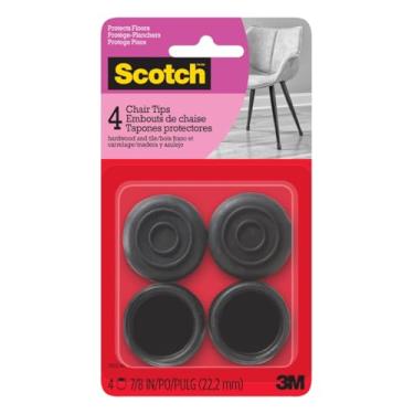 Imagem de Scotch Ponteiras de cadeira SP602-NA, protetores de perna de cadeira para pisos de madeira, borracha preta, 4 unidades, 6 pacotes no total