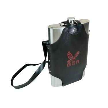 Imagem de Cantil De Inox Com Capa Em Couro Sintético E Alça 1800ml