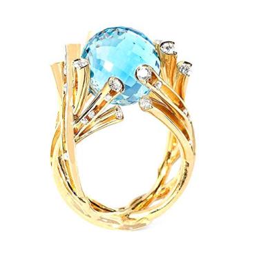 Imagem de HSQYJ Anéis de compromisso de zircônia cúbica oval azul vermelho de luxo estilo clássico cristal aniversário casamento alianças de noivado anel de coquetel para mulheres meninas banhado a ouro joias