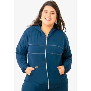 Imagem de Jaqueta Moletinho Faixa Feminina Bolso Capuz Outono Inverno - Catwalk,