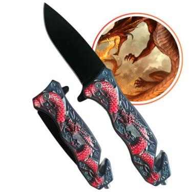 Imagem de Canivete Semiautomatico de Bolso Quebra Vidros e Cortador de Cabos com