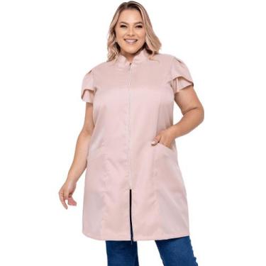 Imagem de Jaleco Feminino Oxford Zíper Manga Curta Plus Size Lia - Supply Premiu