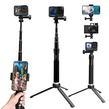 Imagem de AFAITH Bastão de selfie para GoPro Hero 11 10 9 8 7 6 5 4 Mini Max Session, Insta360, câmera de ação DJI OSMO, bastão de selfie GoPro de liga de alumínio com tripé estável à prova d'água monopé