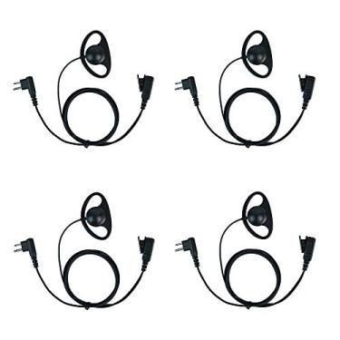 Imagem de Klykon Fone de ouvido em forma de D de 2 pinos com microfone Ptt para Motorola Rádio bidirecional Wakie Talkie CP200 CP200D CLS1110 CLS1413 CLS1450 (pacote com 4)
