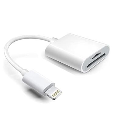 Imagem de Hatuge Adaptador de leitor de cartão Lightning para SD e TF, certificado Apple MFi 2 em 1 Micro SD TF cartão de memória com slot duplo para iPhone 14 13 12 11 X XS XR 8 7 Plus, iPad, Plug and Play