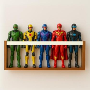Imagem de Prateleira Expositora Para Coleção de Bonecos Heróis Marvel Organizado