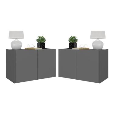 Imagem de Kit 2 Mesas De Cabeceira Suspensas 2 Portas Multimóveis Mp4137 Grafite Grafite