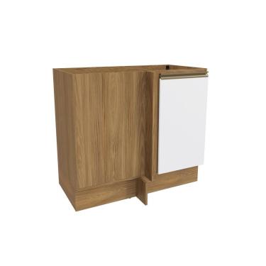 Imagem de Balcão De Canto Reto Celeste Kappesberg 100% Mdf 1 Porta Nogueira/branco 98cm