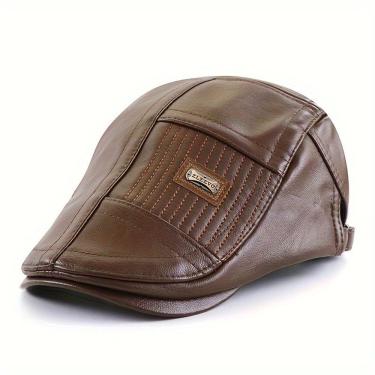 Imagem de Boina De Couro Sintético Estilo Duckbill, Padrão Unissex, Opção Ideal Para Presentes Marrom Claro
