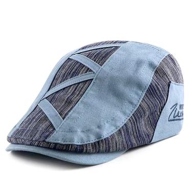 Imagem de Boina Masculina Italiana Estilo Vintage Jornaleiro Plana Ajustável Azul