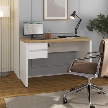 Imagem de Escrivaninha Minimalista Toq Com 2 Gavetas Com Chave Olmo-branco
