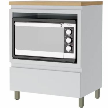 Imagem de Balcão Nesher Rainha Em Mdf 15mm Com Nicho Para Micro-ondas Branco Com Nature