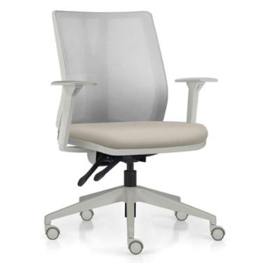 Imagem de Cadeira De Escritório Giratória Diretor Flow F02 Base Cinza Sintético Bege - Lyam Decor