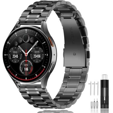 Imagem de SUPLINK Pulseira compatível com Samsung Galaxy Watch 7 6 5 4 mm e 40 mm/Galaxy Watch 6 4 Classic de 43 mm, 47 mm, 46 mm e 42 mm/Active 2 de 40 mm, 44 mm/3 41 mm, aço inoxidável de 20 mm, cinza