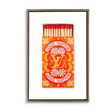 Imagem de Stupell Industries Design de arte de parede em tela flutuante marrom com moldura floral Glam Matchbox por Amanda Greenwood, 43 x 63 cm