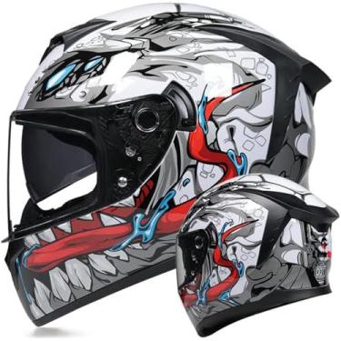 Imagem de MotuoMr Capacete De Motocicleta Unissex Adulto Com Rosto Inteiro, Aprovado Pela Dot, Para Motocicletas, Ciclomotores, Motos Rua, Corrida, Colisão Gráfico (Espelho Transparente, Pequeno)