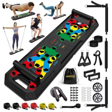 Imagem de LALAHIGH Kit De Ginástica Em Casa, Equipamento Fitness Completo Com Prancha Flexão, Barra Faixas Resistência, Polia Pilates E Treinamento Multifuncional Para Força.